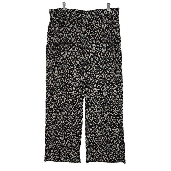 Chico's Pants - Chico's Travelers Wide Leg Pants Black Beige Abstract‎ Sz 2/L/12/Regular Slinky
